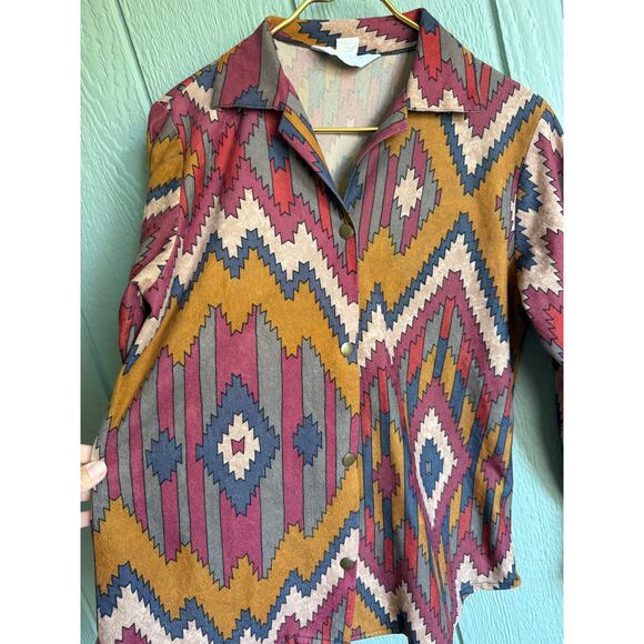 Vintage Blair Snap Closure Aztec Print Button Down, Small USA - Picture 4 of 7